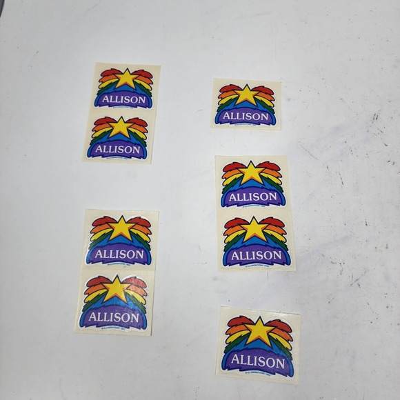 Vintage 1982 Illuminations Allison Name Yellow Star Rainbow Sticker Lot of 8 - Picture 6 of 7